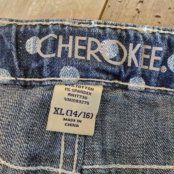 Cherokee Girls Polka Dot Denim Skirt Size XL (14/16) - Picture 7 of 12